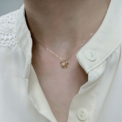 Hollow Rose Necklace 0.08ct - JMW Jewelry Wholesale