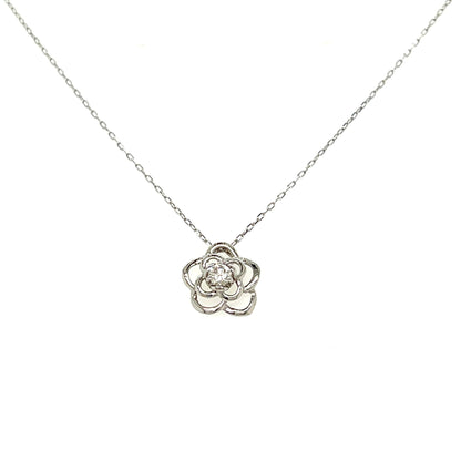 Hollow Rose Necklace 0.08ct - JMW Jewelry Wholesale