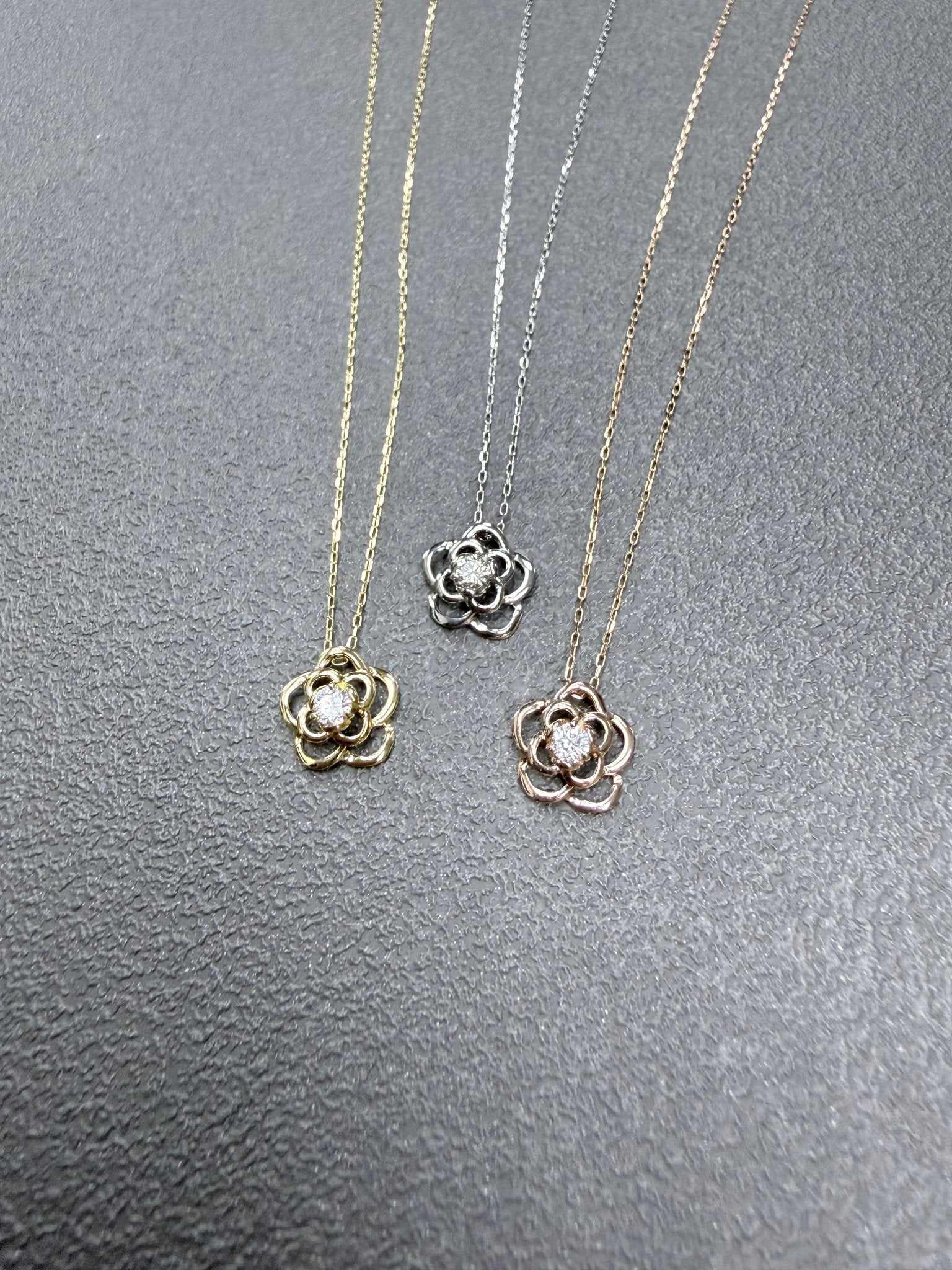 Hollow Rose Necklace 0.08ct - JMW Jewelry Wholesale
