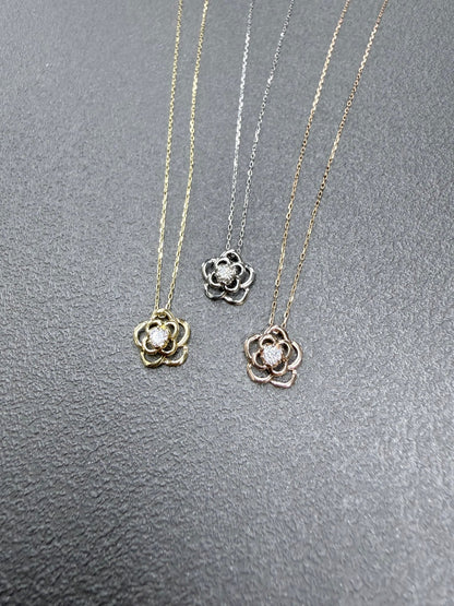 Hollow Rose Necklace 0.08ct - JMW Jewelry Wholesale