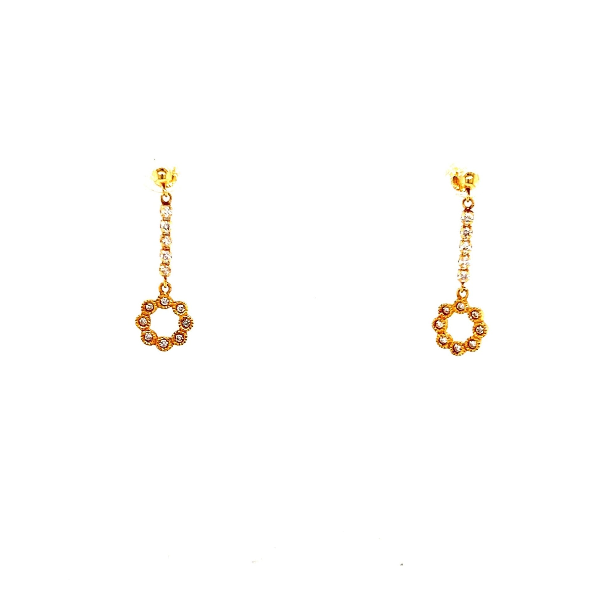 Hollow Round Dia Dangle Earrings 0.2ct - JMW Jewelry Wholesale