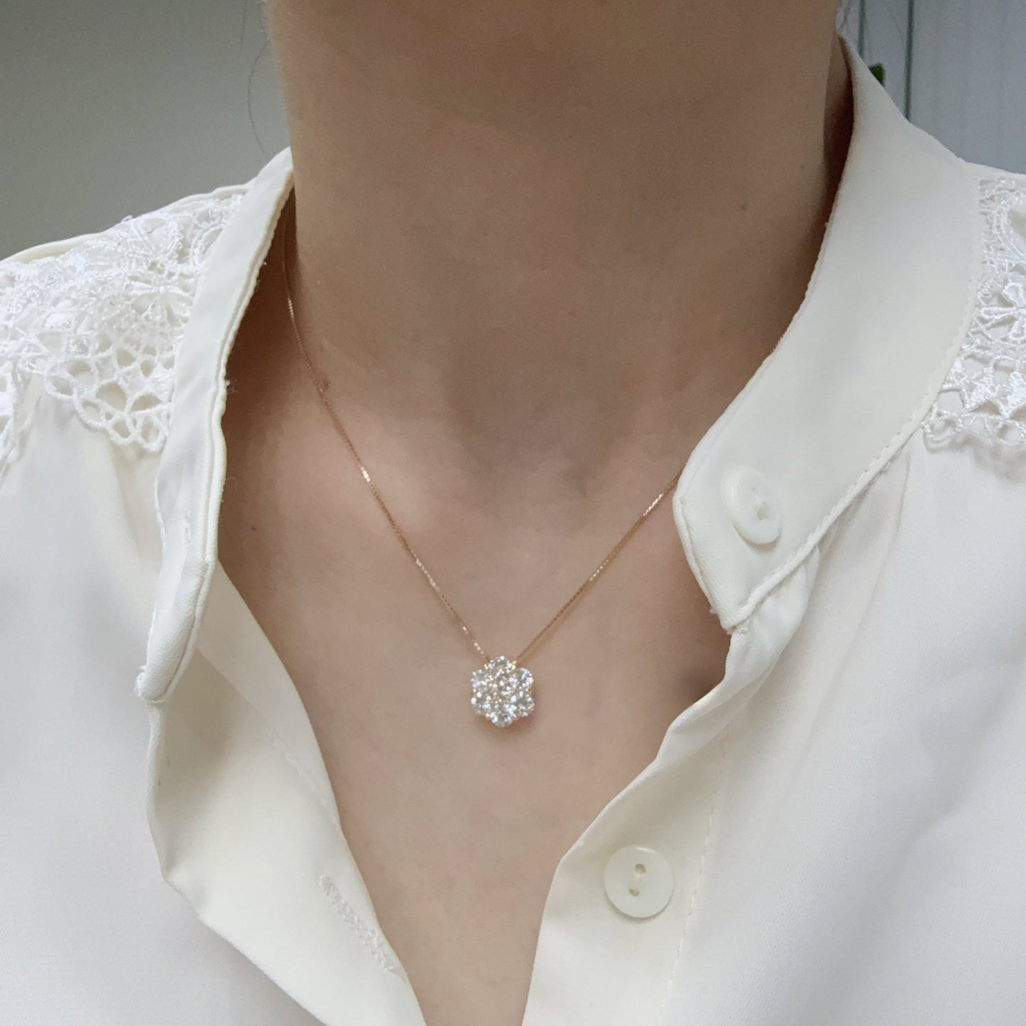 Honeycomb Flower Necklace 1.5ct - JMW Jewelry Wholesale