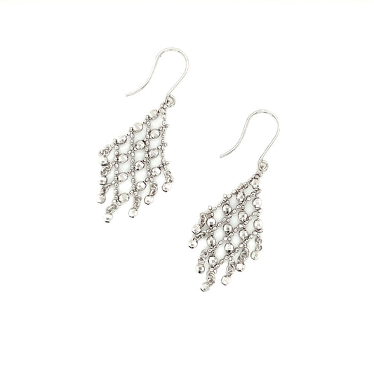 Gold Beads Rhombus Shape Drop Earrings