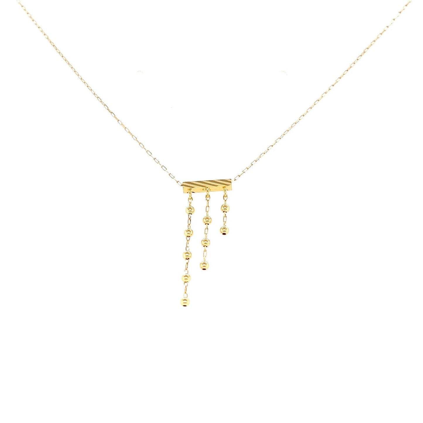 Gold 3 SL Dangle Beads Necklace