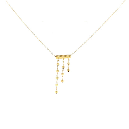 Gold 3 SL Dangle Beads Necklace