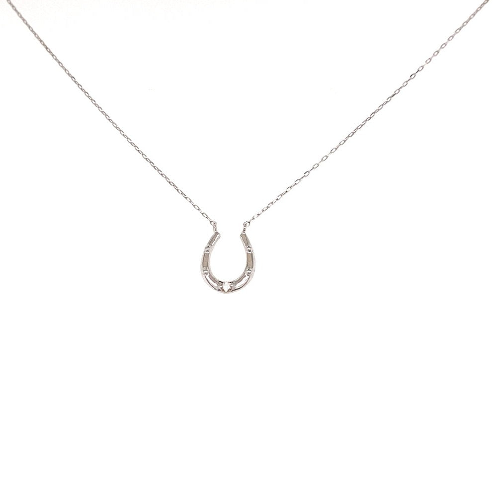 Single Dia Horseshoe Necklace 0.01ct