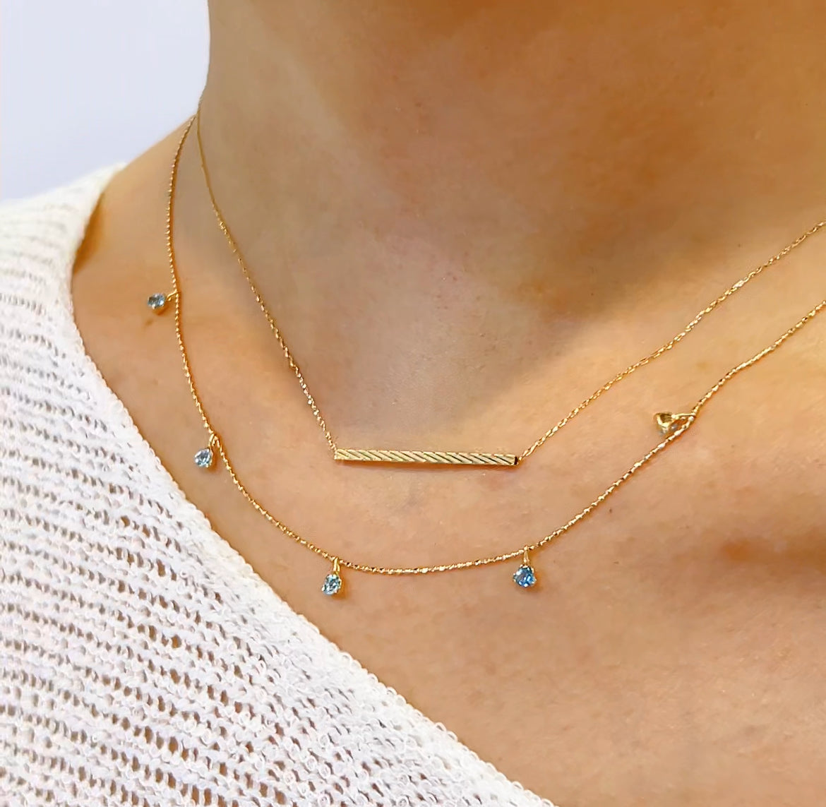 Gold Ripple Long Line Necklace