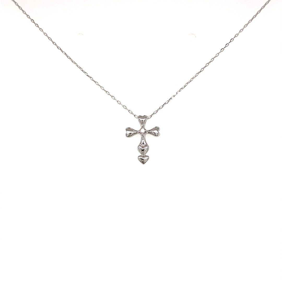 Cross Heart Necklace 0.01ct