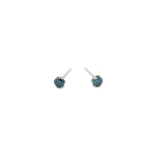 Single Treated Blue Dia Earrings 0.2ct