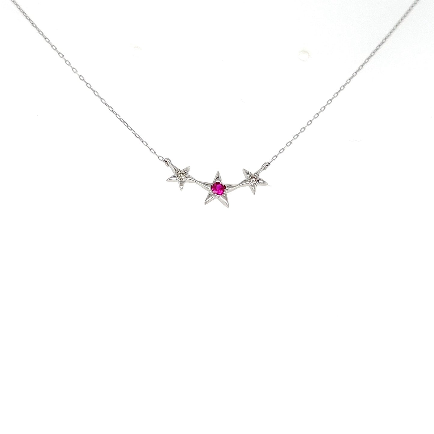 Triple Star Ruby Necklace 0.03/0.02ct