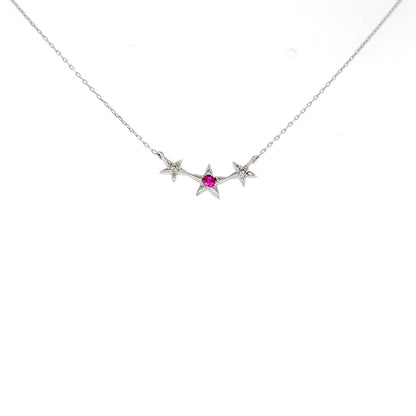 Triple Star Ruby Necklace 0.03/0.02ct