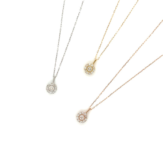 Round Flower Necklace 0.1ct