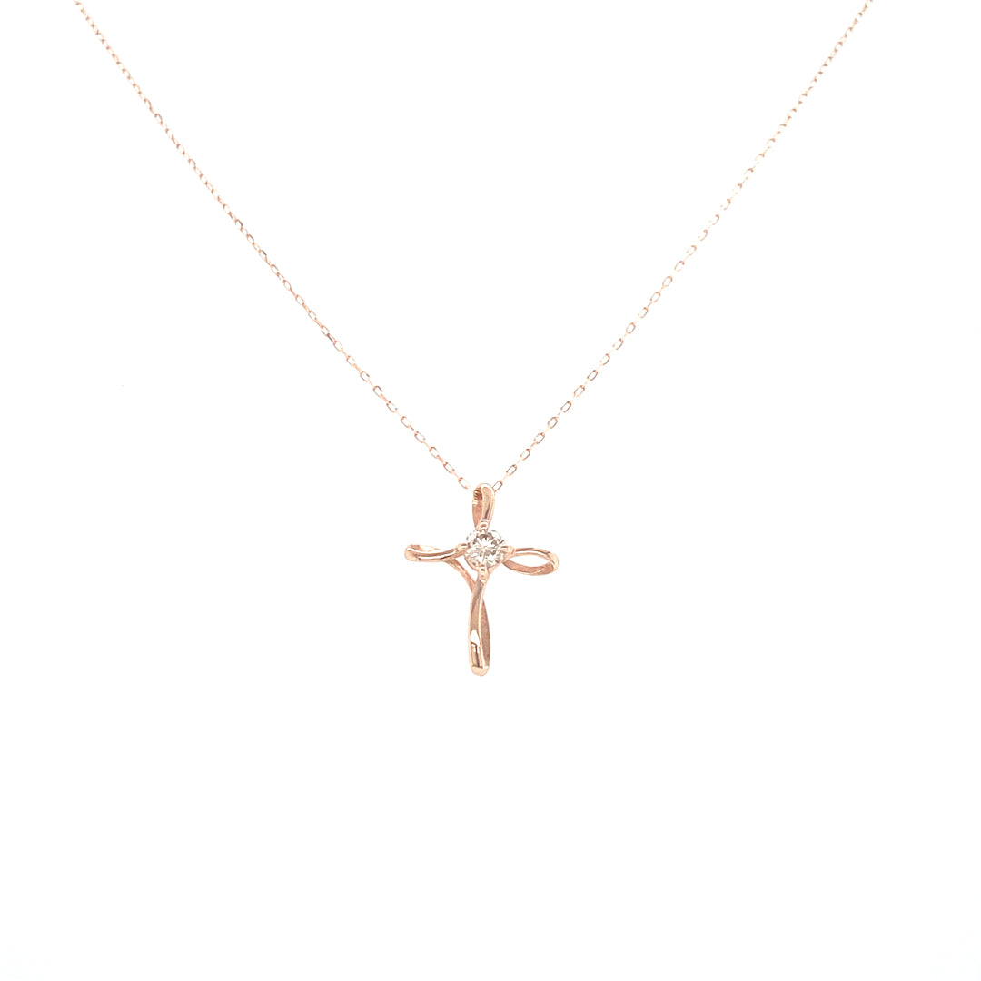Single Dia Cross Necklace 0.08ct