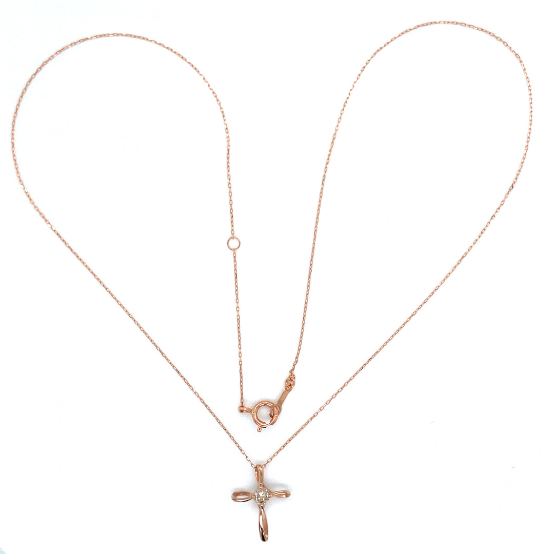 Single Dia Cross Necklace 0.08ct