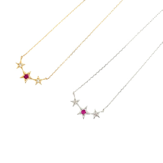 Triple Star Ruby Necklace 0.03/0.02ct