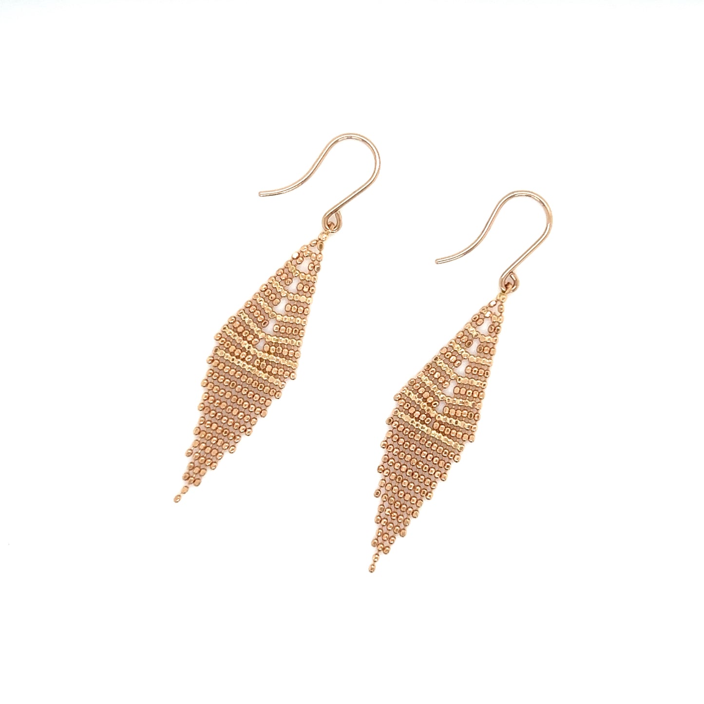 Gold Beads Rhombus Shape T Drop Earrings