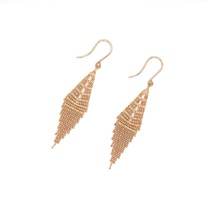 Gold Beads Rhombus Shape T Drop Earrings