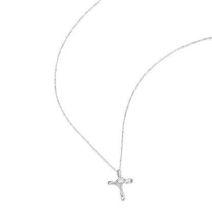 Single Dia Cross Necklace 0.08ct