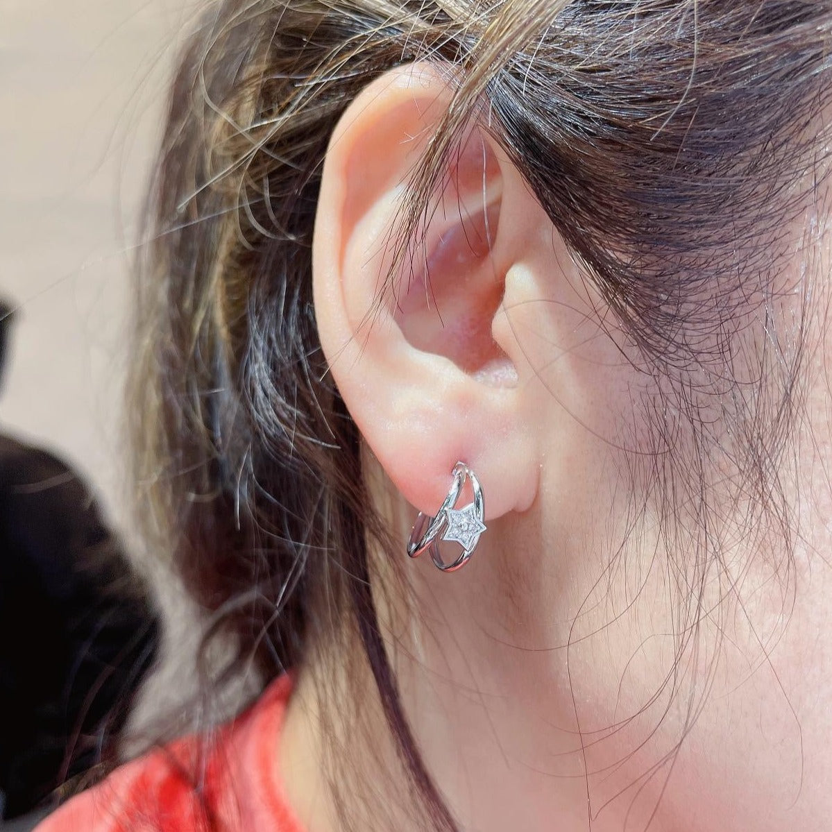 Hoop Star Earrings 0.12ct