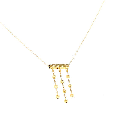 Gold 3 Dangle Beads Necklace