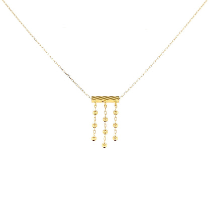 Gold 3 Dangle Beads Necklace