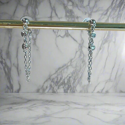 Bezel Chain Earrings 0.08ct