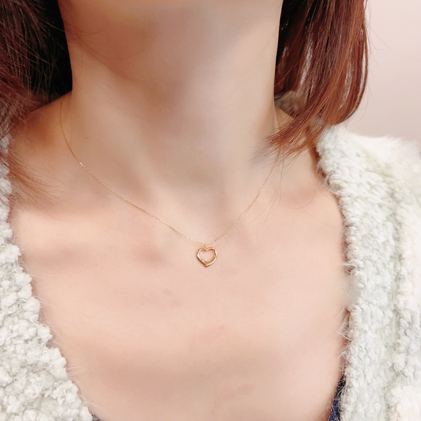 Gold Hollow Heart Necklace
