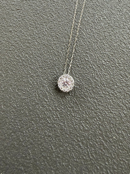 Natural Pink Diamond Halo Necklace 0.13/0.06ct - JMW Jewelry Wholesale