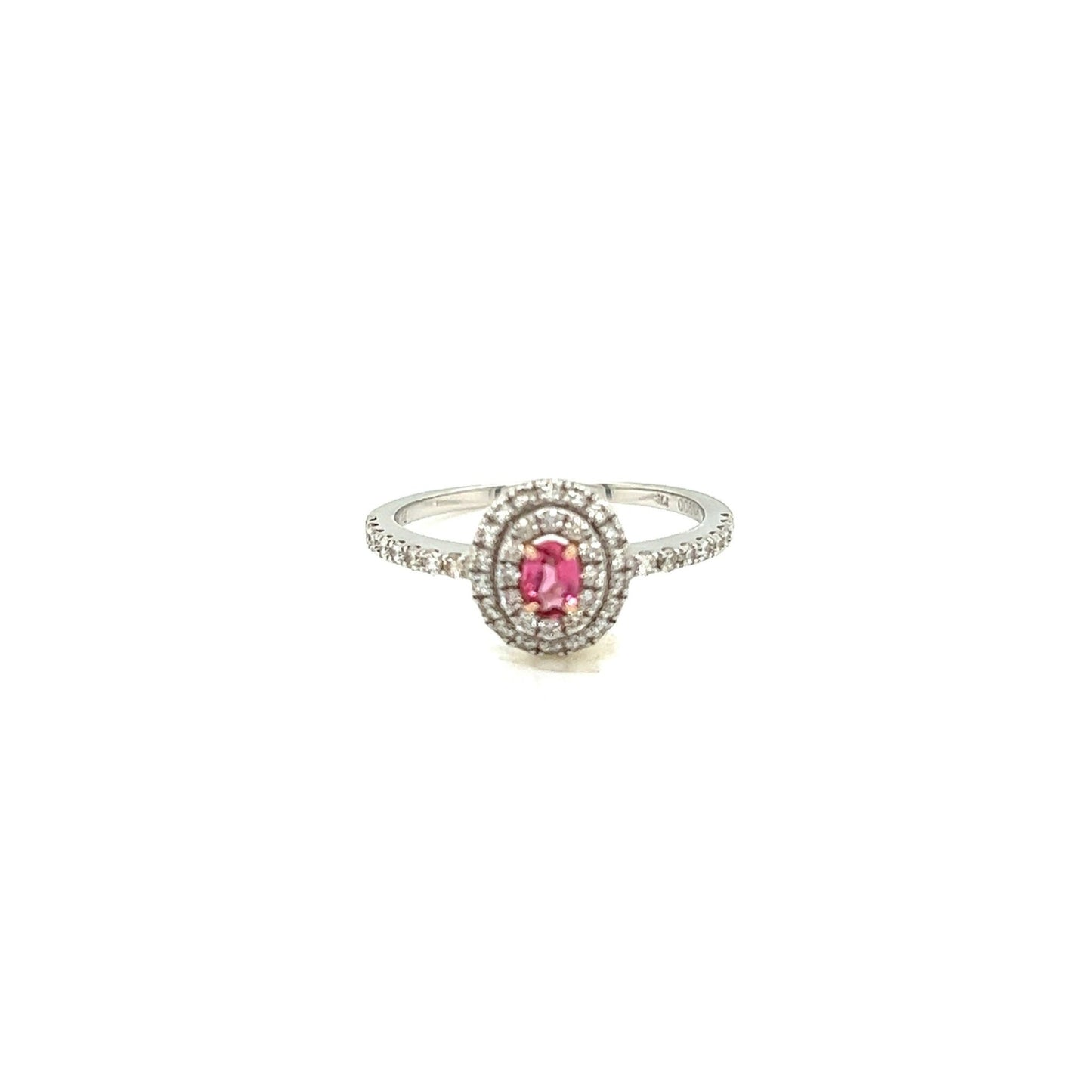 Oval Shape Pink Tourmaline Pave ring 0.14/0.34ct - JMW Jewelry Wholesale