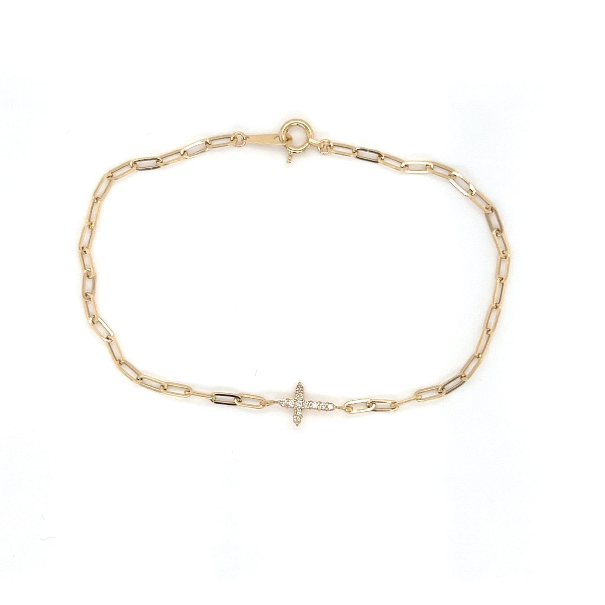 Paperclip Cross Bracelet 0.05ct - JMW Jewelry Wholesale