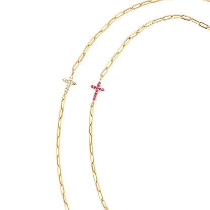 Paperclip Cross Bracelet 0.05ct - JMW Jewelry Wholesale