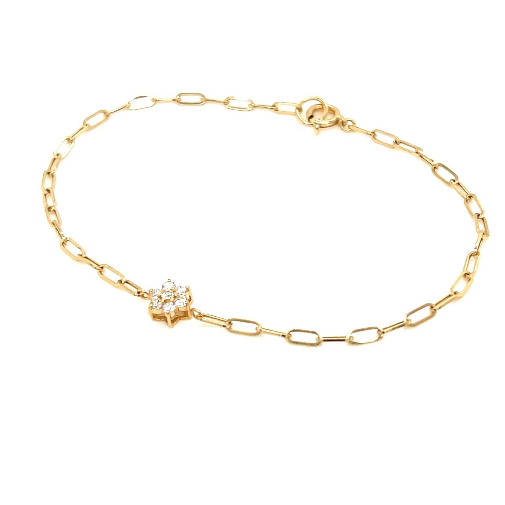 Paperclip Hexagram Flower Bracelet 0.15ct - JMW Jewelry Wholesale