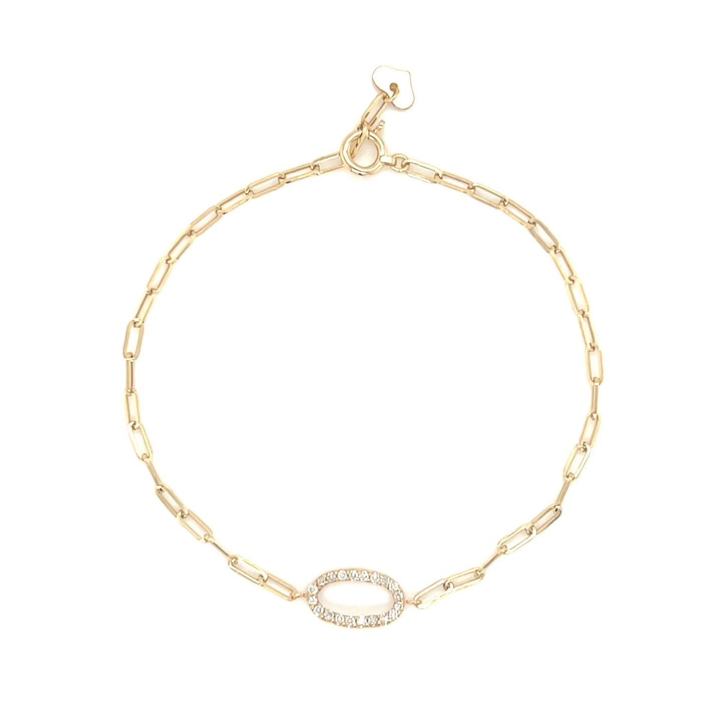Paperclip Hollow Oval Bracelet 0.1ct - JMW Jewelry Wholesale
