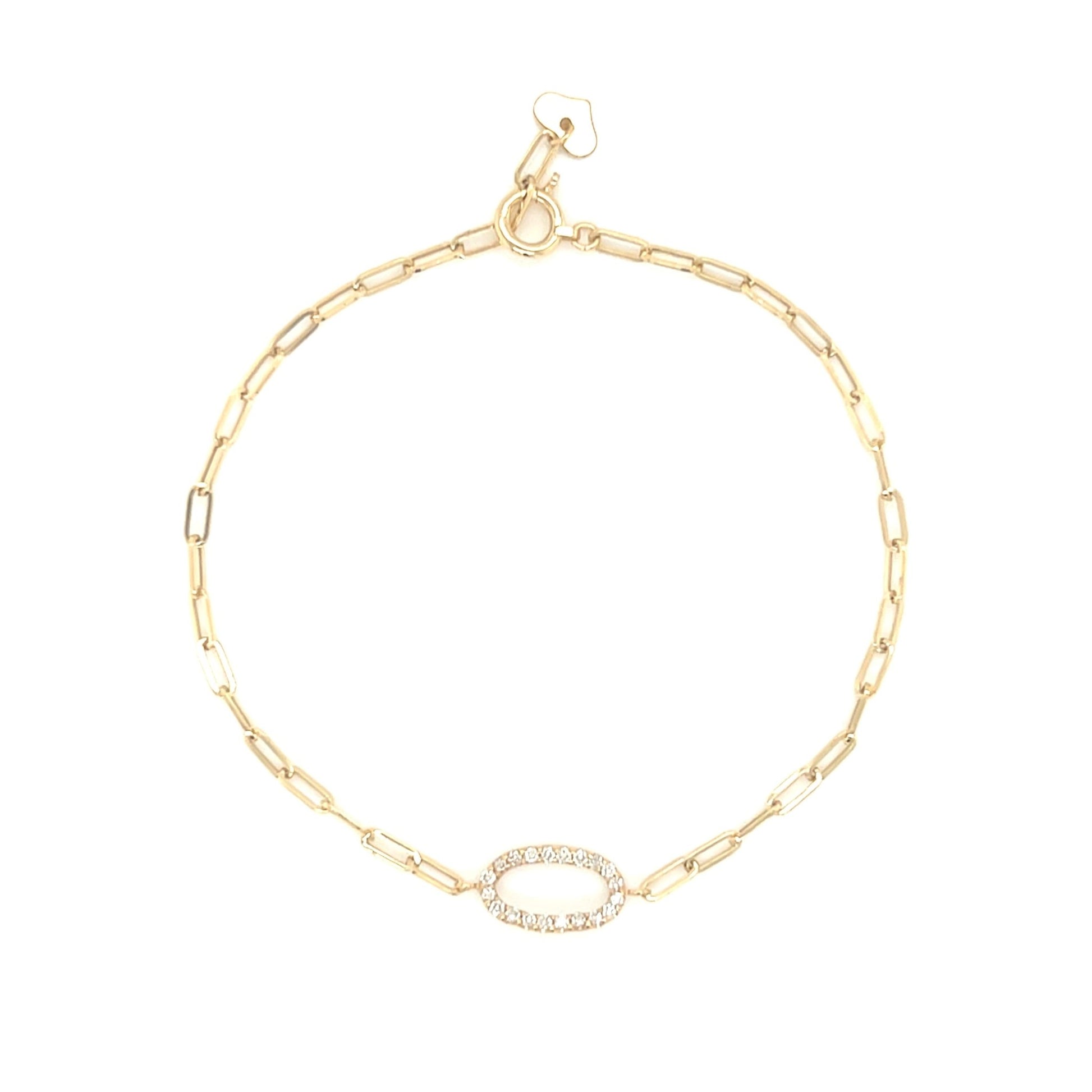 Paperclip Hollow Oval Bracelet 0.1ct - JMW Jewelry Wholesale