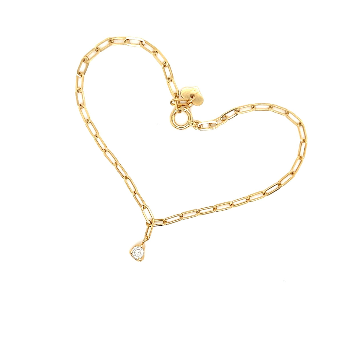 Paperclip Single Dia Heart Bracelet 0.07ct - JMW Jewelry Wholesale