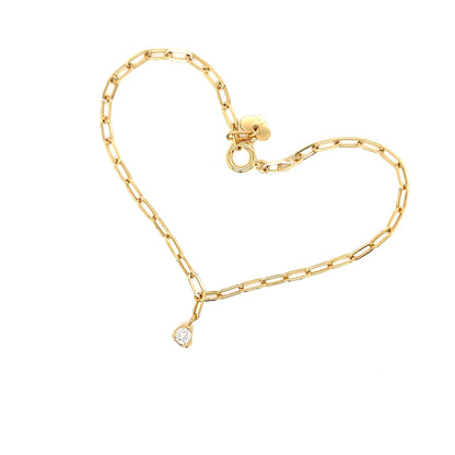 Paperclip Single Dia Heart Bracelet 0.07ct - JMW Jewelry Wholesale