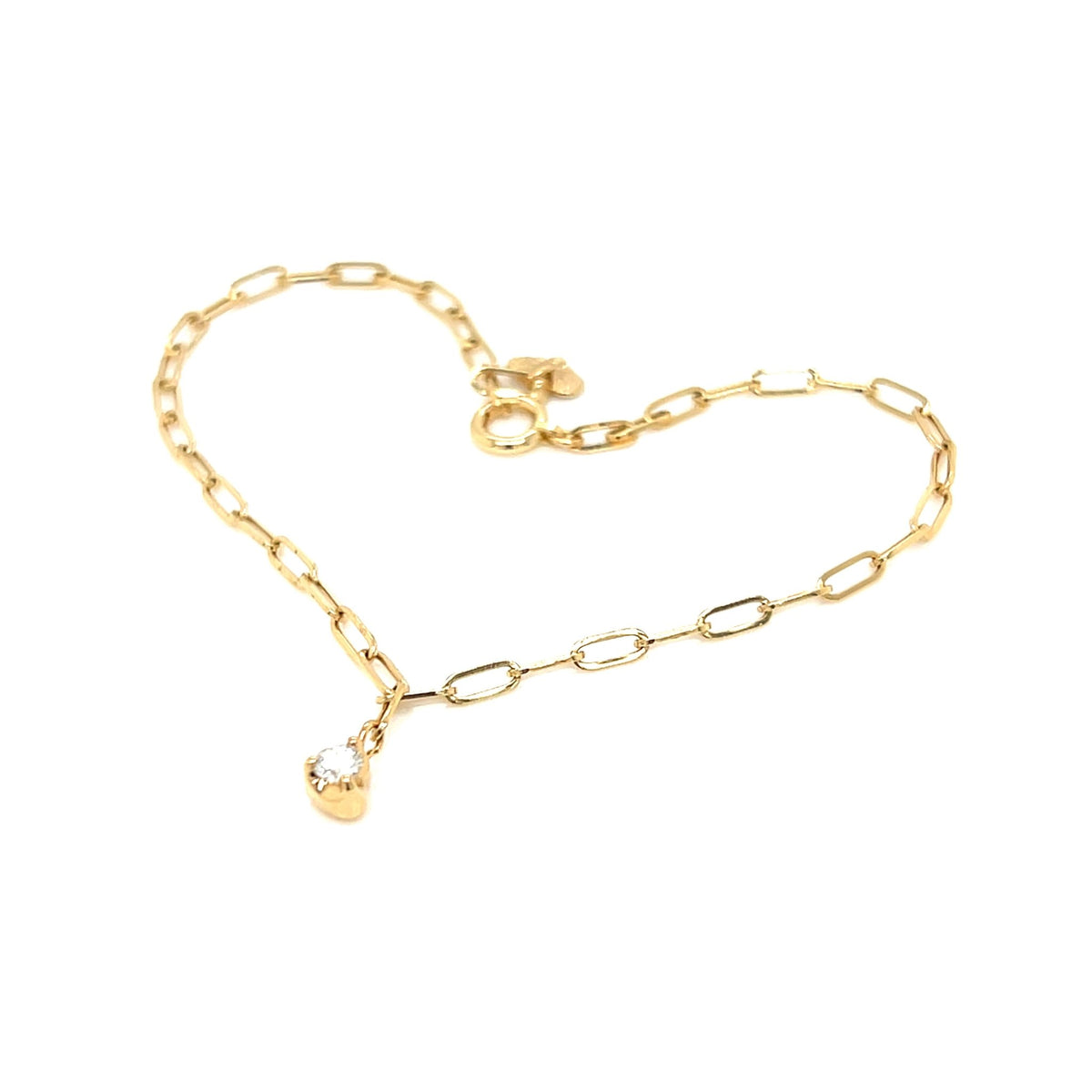 Paperclip Single Dia Heart Bracelet 0.07ct - JMW Jewelry Wholesale