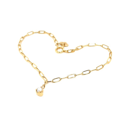 Paperclip Single Dia Heart Bracelet 0.07ct - JMW Jewelry Wholesale
