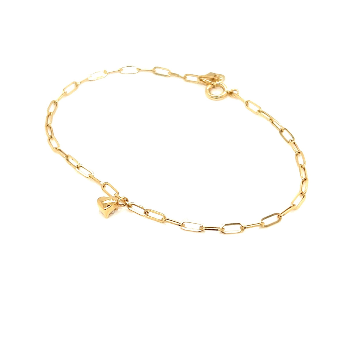 Paperclip Single Dia Heart Bracelet 0.07ct - JMW Jewelry Wholesale