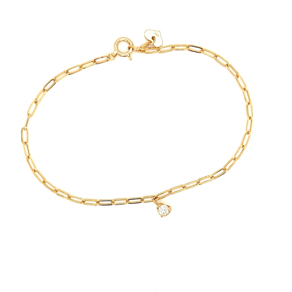 Paperclip Single Dia Heart Bracelet 0.07ct - JMW Jewelry Wholesale