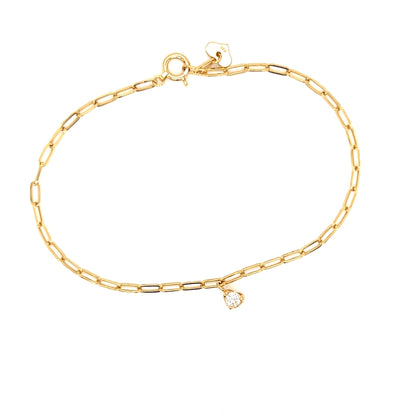 Paperclip Single Dia Heart Bracelet 0.07ct - JMW Jewelry Wholesale