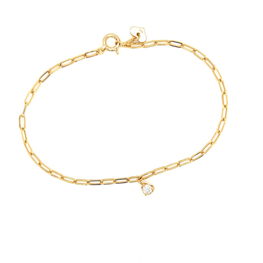 Paperclip Single Dia Heart Bracelet 0.07ct - JMW Jewelry Wholesale