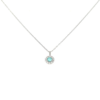 Pariba Tourmaline Round Flower Necklace 0.05/0.06ct - JMW Jewelry Wholesale