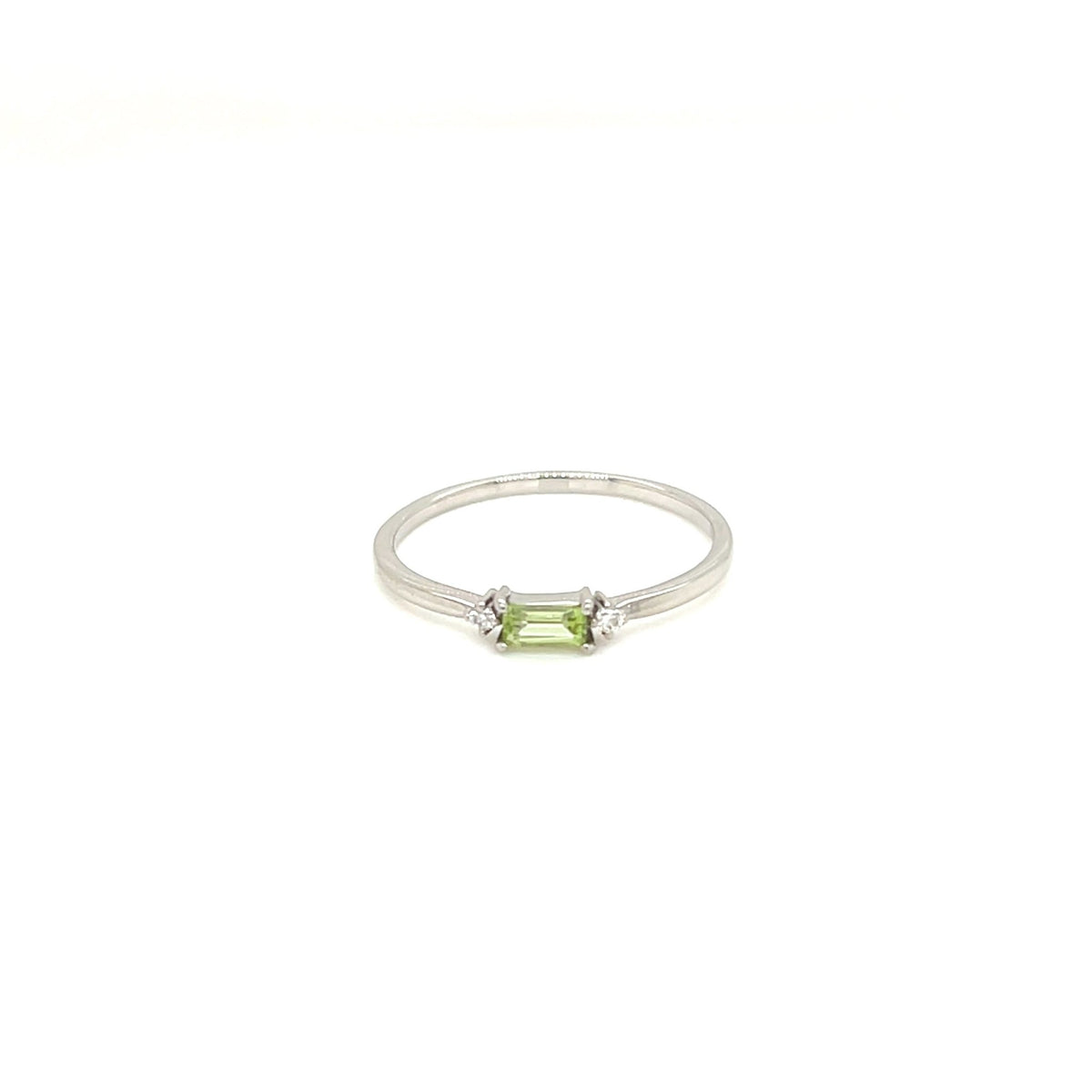 Peridot Baguette with Dia Ring 0.02ct - JMW Jewelry Wholesale