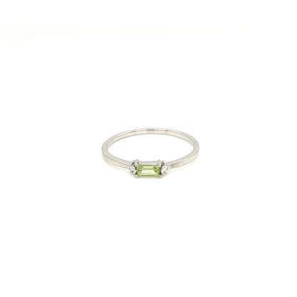 Peridot Baguette with Dia Ring 0.02ct - JMW Jewelry Wholesale