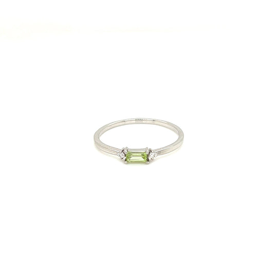 Peridot Baguette with Dia Ring 0.02ct - JMW Jewelry Wholesale