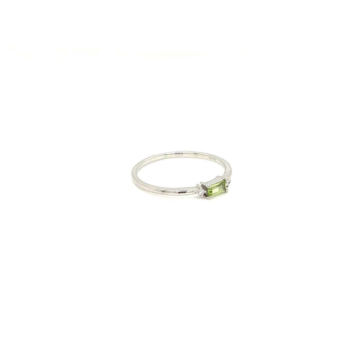 Peridot Baguette with Dia Ring 0.02ct - JMW Jewelry Wholesale