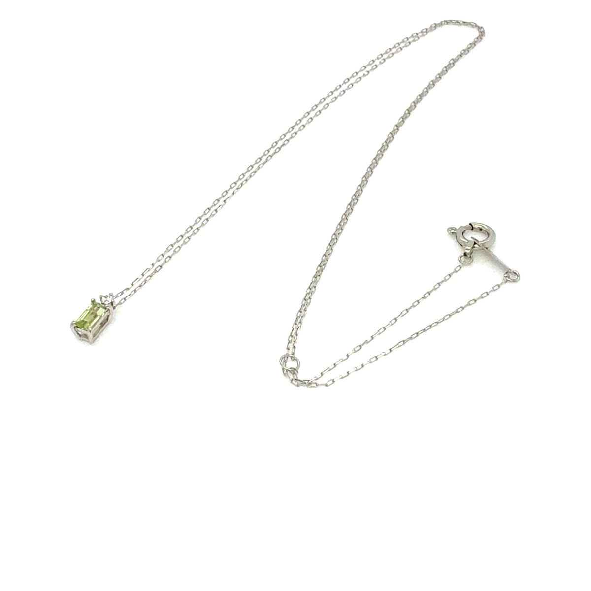 Peridot Vertical Baguette with Dia Necklace 0.01ct - JMW Jewelry Wholesale