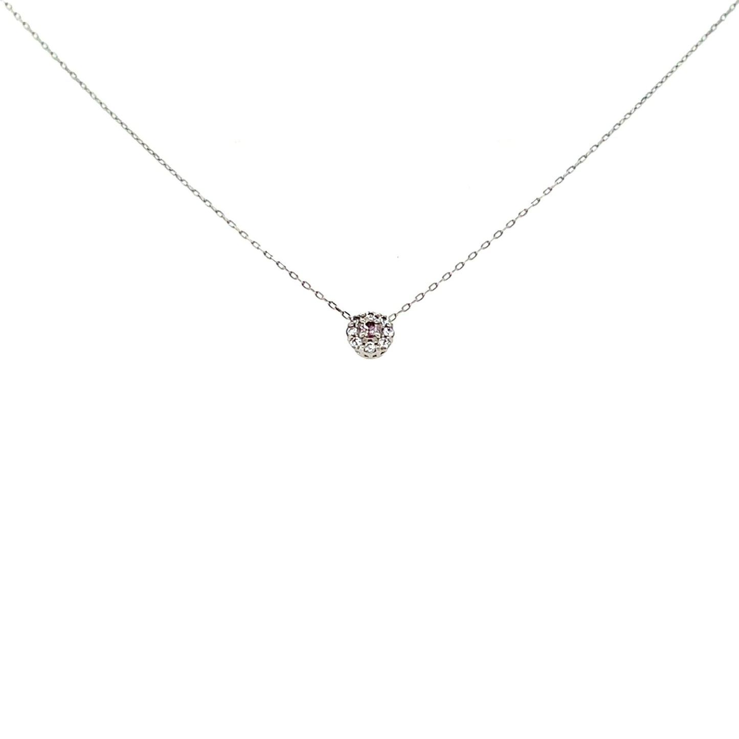Pink Dia Round Flower Necklace 0.01/0.04ct - JMW Jewelry Wholesale