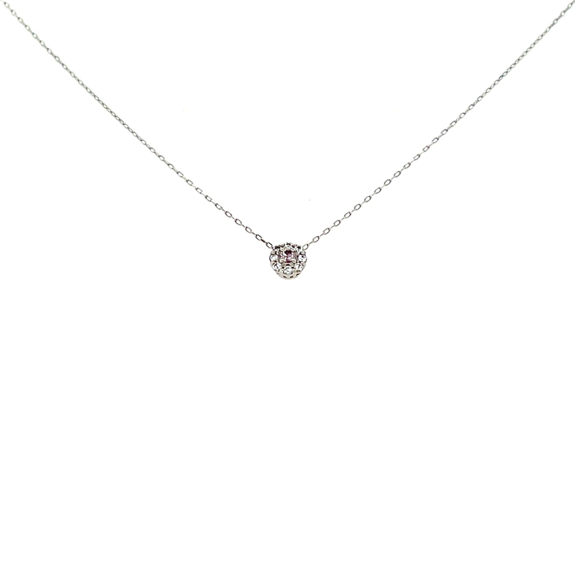 Pink Dia Round Flower Necklace 0.01/0.04ct - JMW Jewelry Wholesale